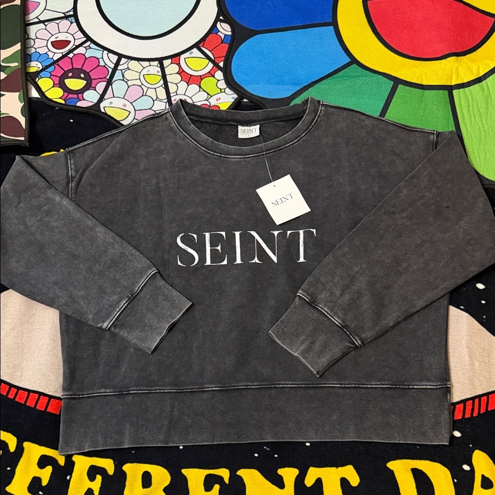 Seint Beauty Cropped Acid Wash Crewneck - Picture 2 of 13